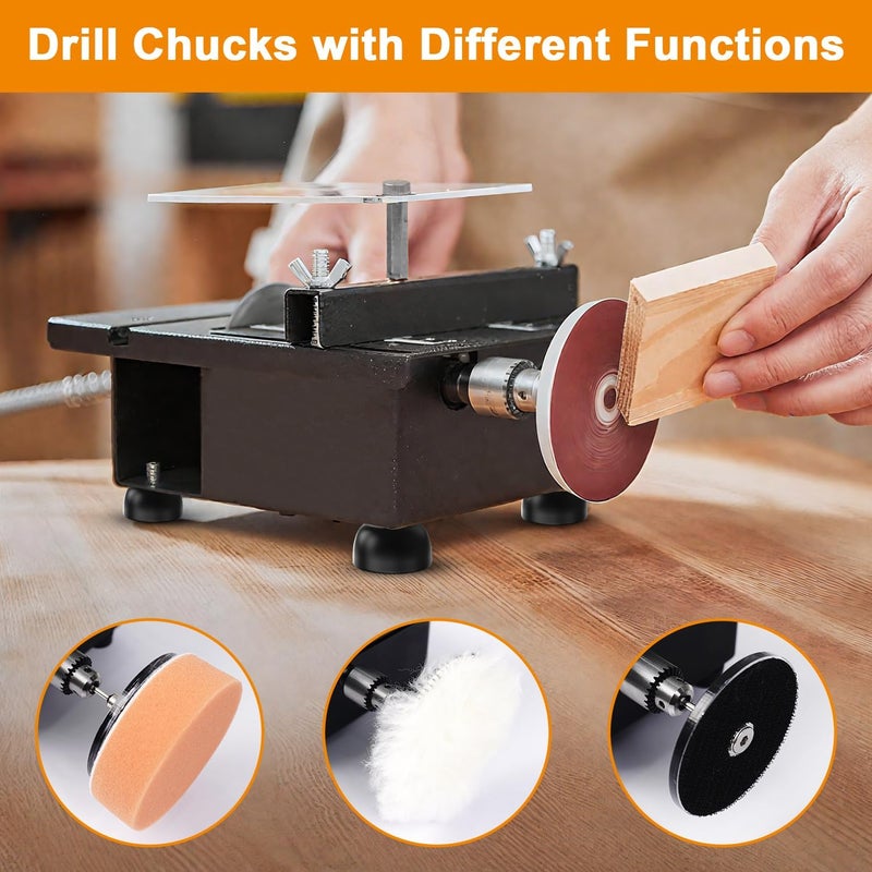 MT Mini Table Saw, Mini Table Saws for Crafts, Multi Functional Table Saw, Portable Desktop Electric Saw for Cutting,Grinding,Engraving Drilling.Speed & Angle Adjustable,for Wood/PCB/Acrylic/Plastic - Image 5